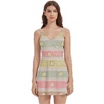 stripes floral designs Body Wrap Sleeveless V-Neck Mini Dress