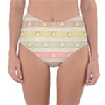 stripes floral designs Reversible High-Waist Bikini Bottoms