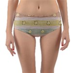 stripes floral designs Reversible Mid-Waist Bikini Bottoms