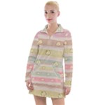 stripes floral designs Women s Long Sleeve Casual Dress