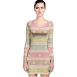 stripes floral designs Long Sleeve Velvet Bodycon Dress