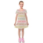 stripes floral designs Kids  Short Sleeve Velvet Dress