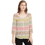 stripes floral designs Chiffon Quarter Sleeve Blouse