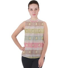 Mock Neck Chiffon Sleeveless Top 