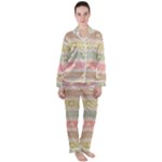 stripes floral designs Women s Long Sleeve Satin Pajamas Set