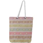 stripes floral designs Full Print Rope Handle Tote (Large)