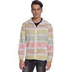 stripes floral designs Men s High Neck Windbreaker