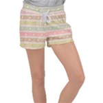 stripes floral designs Women s Velour Lounge Shorts