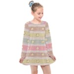 stripes floral designs Kids  Long Sleeve Dress