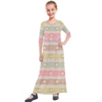 stripes floral designs Kids  Quarter Sleeve Maxi Dress