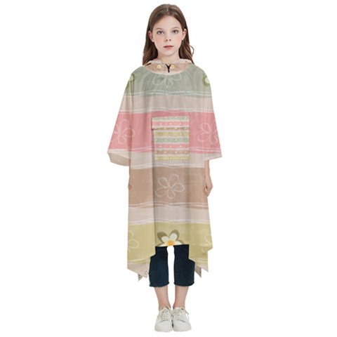 stripes floral designs Kids  Hooded Rain Ponchos from ArtsNow.com