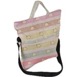 stripes floral designs Fold Over Handle Tote Bag