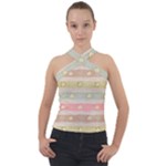 stripes floral designs Cross Neck Velour Top