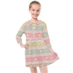 stripes floral designs Kids  Quarter Sleeve Shirt Dress