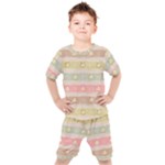 stripes floral designs Kids  T-Shirt and Shorts Set