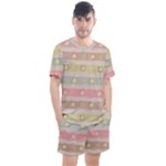 stripes floral designs Men s Mesh T-Shirt and Shorts Set