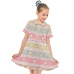 stripes floral designs Kids  Short Sleeve Shirt Dress