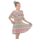 stripes floral designs Kids  Shoulder Cutout Chiffon Dress