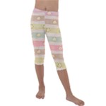 stripes floral designs Kids  Lightweight Velour Capri Leggings 