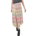 stripes floral designs Velour Split Maxi Skirt