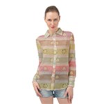 stripes floral designs Long Sleeve Chiffon Shirt