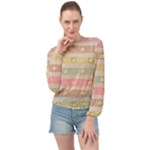 stripes floral designs Banded Bottom Chiffon Top