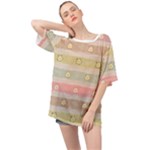 stripes floral designs Oversized Chiffon Top