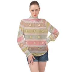 High Neck Long Sleeve Chiffon Top 