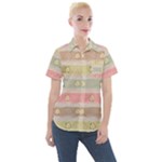 stripes floral designs Women s Short Sleeve Pocket Shirt