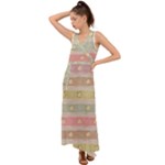 stripes floral designs V-Neck Chiffon Maxi Dress