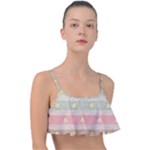 stripes floral designs Frill Bikini Top