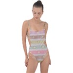 stripes floral designs Tie Strap One Piece Swimsuit