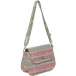 stripes floral designs Saddle Handbag