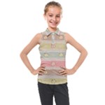 stripes floral designs Kids  Sleeveless Polo T-Shirt