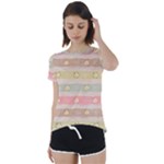 stripes floral designs Short Sleeve Open Back T-Shirt