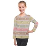 stripes floral designs Kids  Long Mesh T-Shirt