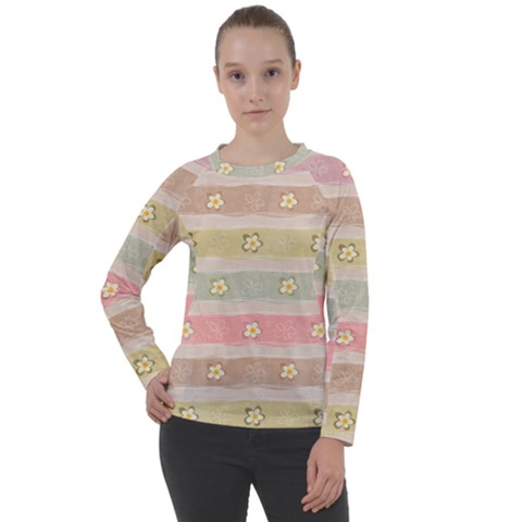 stripes floral designs Women s Long Sleeve Raglan T