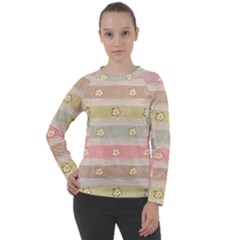 stripes floral designs Women s Long Sleeve Raglan T