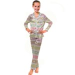 stripes floral designs Kids  Satin Long Sleeve Pajamas Set