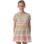 stripes floral designs Kids  Short Sleeve Pinafore Style Dress