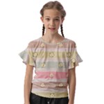 stripes floral designs Kids  Cut Out Flutter Sleeves