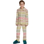 stripes floral designs Kids  Long Sleeve Velvet Pajamas Set