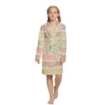 stripes floral designs Kids  Long Sleeve Velvet Lounge Robe