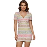 stripes floral designs Low Cut Cap Sleeve Mini Dress