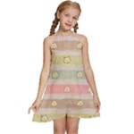 stripes floral designs Kids  Halter Collar Waist Tie Chiffon Dress