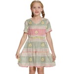 stripes floral designs Kids  Short Sleeve Tiered Mini Dress