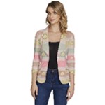 stripes floral designs Women s One-Button 3/4 Sleeve Short Jacket