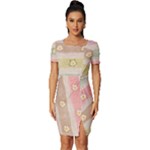 stripes floral designs Fitted Knot Split End Bodycon Dress