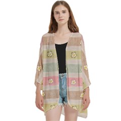 Open Front 3/4 Sleeve Batwing Chiffon Cardigan Kimono 