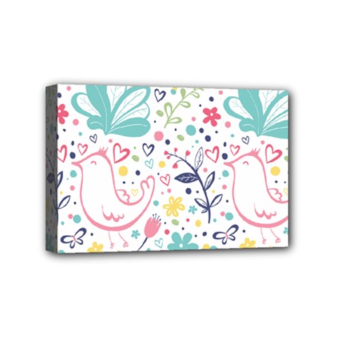 cute bird pattern Mini Canvas 6  x 4  (Stretched) from ArtsNow.com